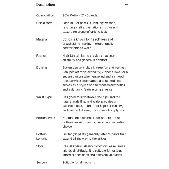 FLAMINGALS Corduroy Solid Mid Rise Straight Leg Pants Button Fly Women Small NWT - Picture 6 of 9